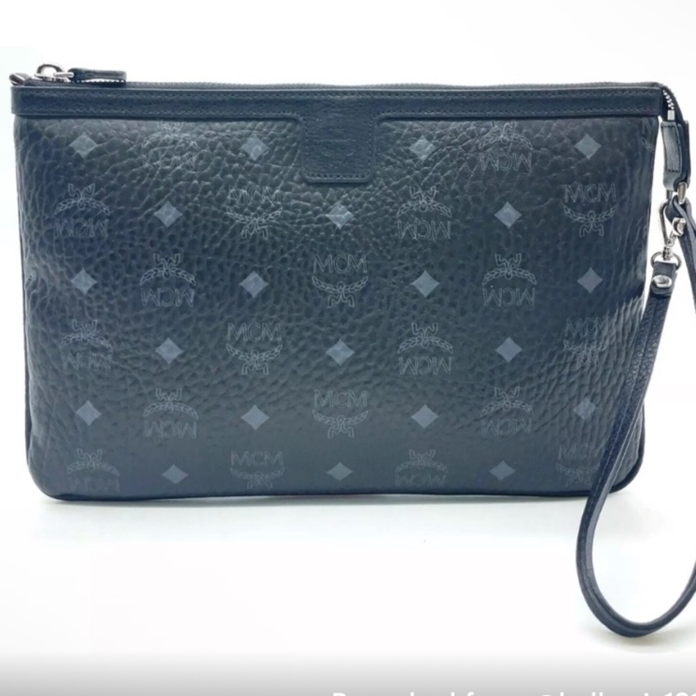 MCM Gray Monogram Clutch/Wristlet